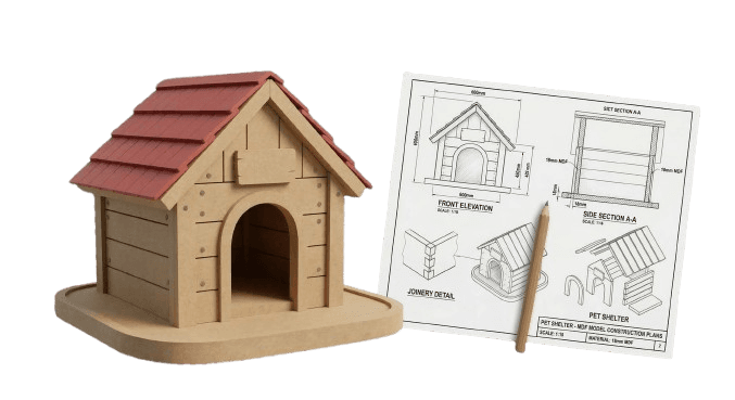Casita para mascotas con planos de corte